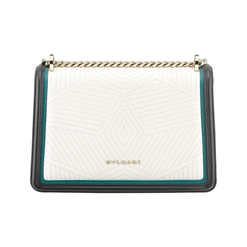 BVLGARI Serpenti Diamond Blast Lambskin Chain Bag Shoulder Bag Crossbody Bag Women's White Agate Color-3