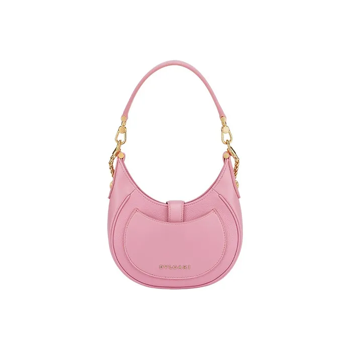 BVLGARI Serpenti Ellipse Cow Leather Shoulder Bag Portable Crossbody Bag Shoulder Bag Women's Flamingo Quartz Pink-2
