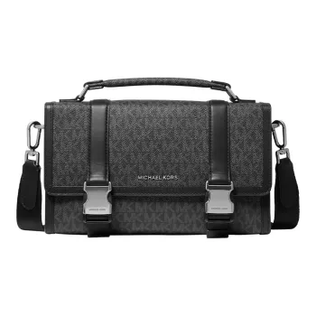MICHAEL KORS Hudson Artificial Leather Briefcase, One Shoulder Handbag Men's Black