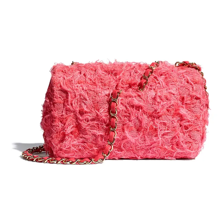 CHANEL Twill Soft Nappa & Metal Mouth Cover Bag, Crossbody Bags, Shoulder Bags Mini Women's Coral & Gold-1
