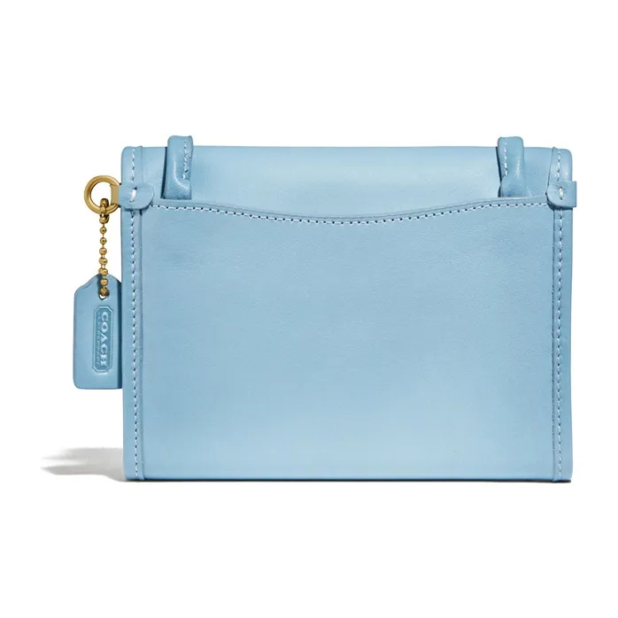 COACH Turnlock Leather Coin Purse Crossbody Wallet Women's Carolina Blue-2