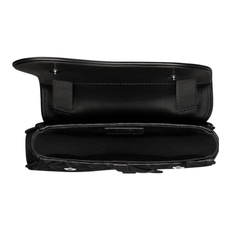 DIOR Black Canvas Smooth Cow Leather Saddle Bag Fanny Pack Portable Crossbody Bag Shoulder Bag Mini Men's Black-4