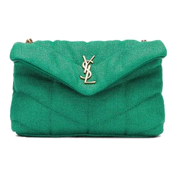 SAINT LAURENT PUFFER Canvas Bag, Crossbody Bag, Cloud Bag, Pillow Bag, Shoulder Bag Women's Green