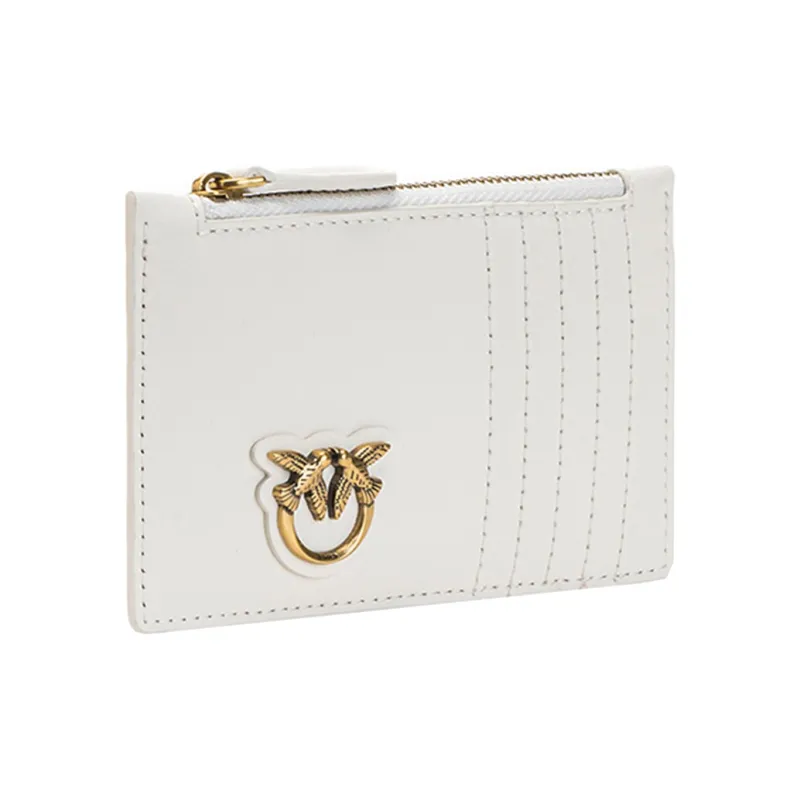PINKO Cow Leather Card Holder Women's White-0
