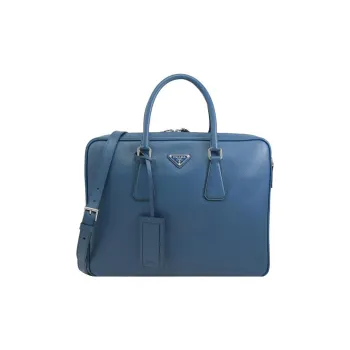 PRADA Leather Handbags Briefcases Men's Blue