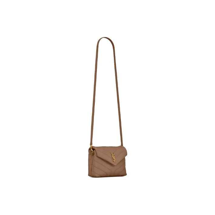 SAINT LAURENT Cow Leather Crossbody Bag Shoulder Bag Mini Women's Taupe-2