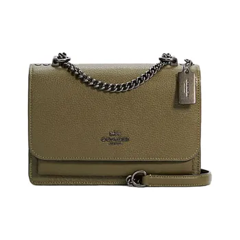 COACH Klare Cowhide Leather Trunk Bag, Chain Bag, Shoulder Bag, Crossbody Bag Small Size Women's Army Green