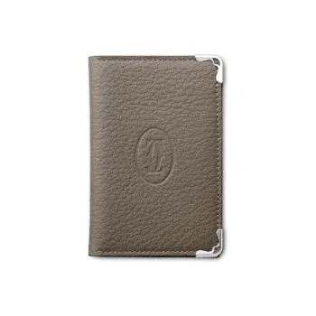 CARTIER Calfskin Card Holder Women's Taupe
