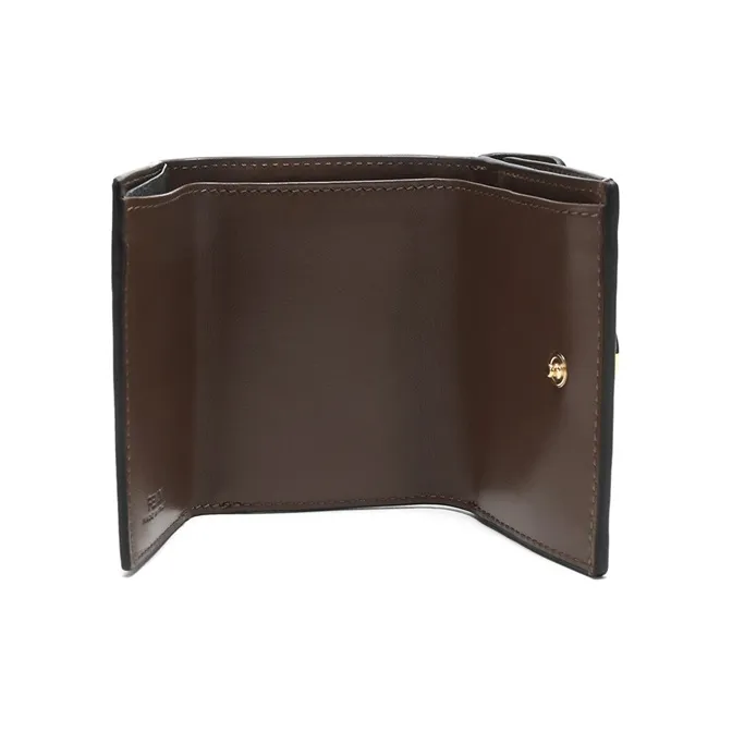 FENDI Calfskin Wallet Women's Brown/Black-5