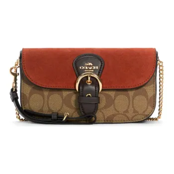 COACH Kleo Cow Leather Small Square Bag Handheld Crossbody Bag Shoulder Bag Women's Camel
