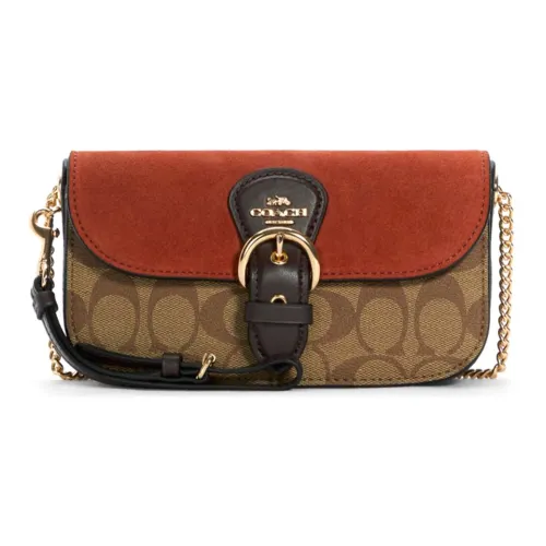 COACH Kleo Cow Leather Small Square Bag Handheld Crossbody Bag Shoulder Bag Women's Camel