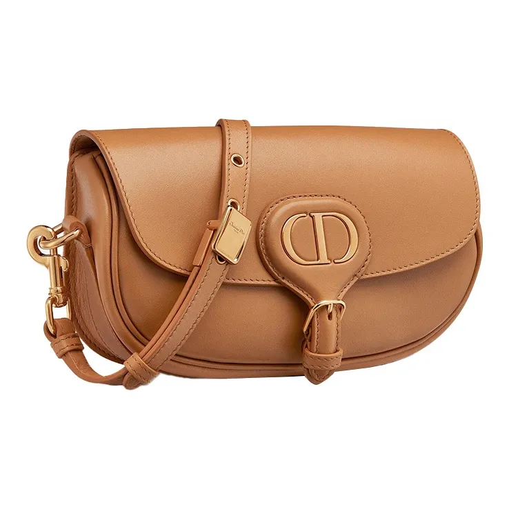 DIOR Bobby Smooth Finish Cow Leather Crescent Bag One Shoulder Handbag Crossbody Bag Women's Deep Nude/Caramel-1