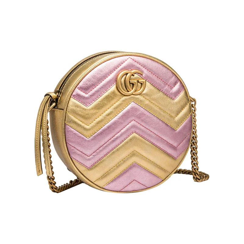 GUCCI MarmontGG Marmont Collection Leather Shoulder Bag Crossbody Bag Mini Women's Gold/Pink-1