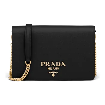 PRADA Saffiano Leather One Shoulder Handbag Crossbody Bag Mini Women's Black