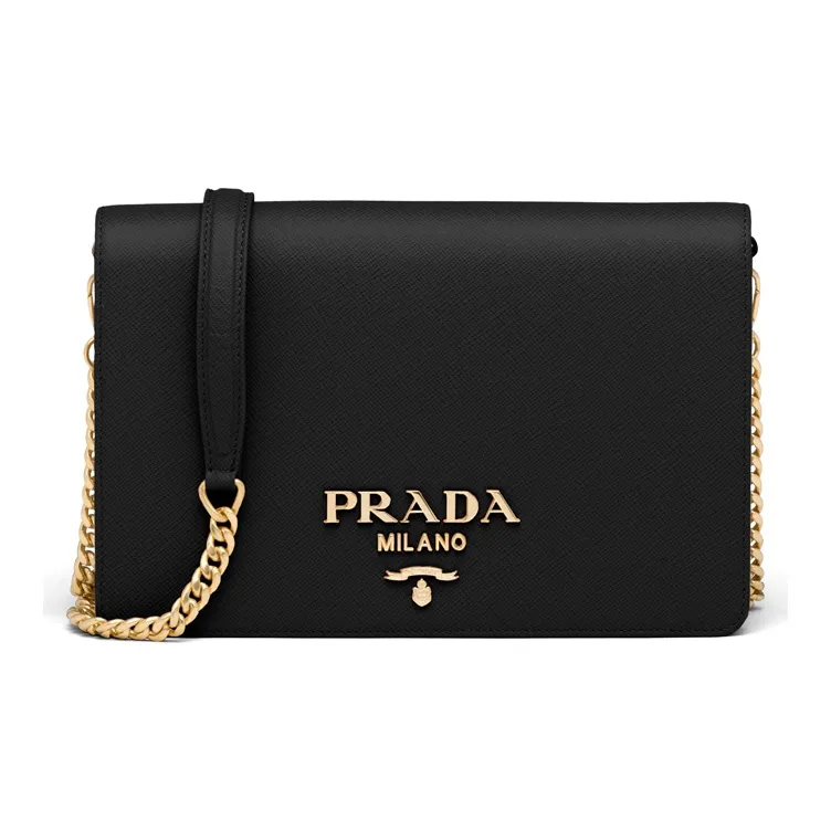 PRADA Saffiano Leather One Shoulder Handbag Crossbody Bag Mini Women's Black-0