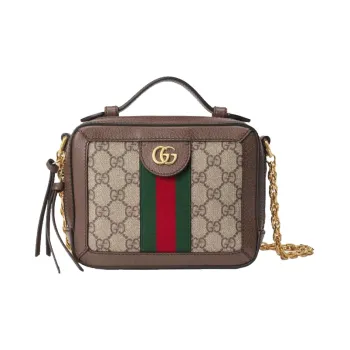 GUCCI Canvas With Leather Camera Bag, Box Bag, Handbag, Shoulder Bag, Crossbody Bag Mini Women's Ebony