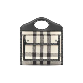 Burberry Pocket Bag Canvas Bag, Shoulder Bag, Crossbody Bag, Handbag Mini Women's Butter Beige/Black