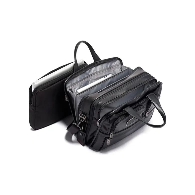 TUMI Organizer Leather Briefcase Unisex Black-3
