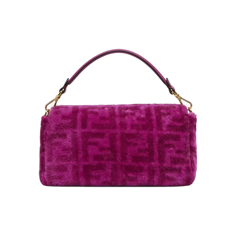 FENDI SKIMS Collaboration Baguette Sheepskin Shoulder Bag Crossbody Bag Handbag Medium Size Women's Purple-2