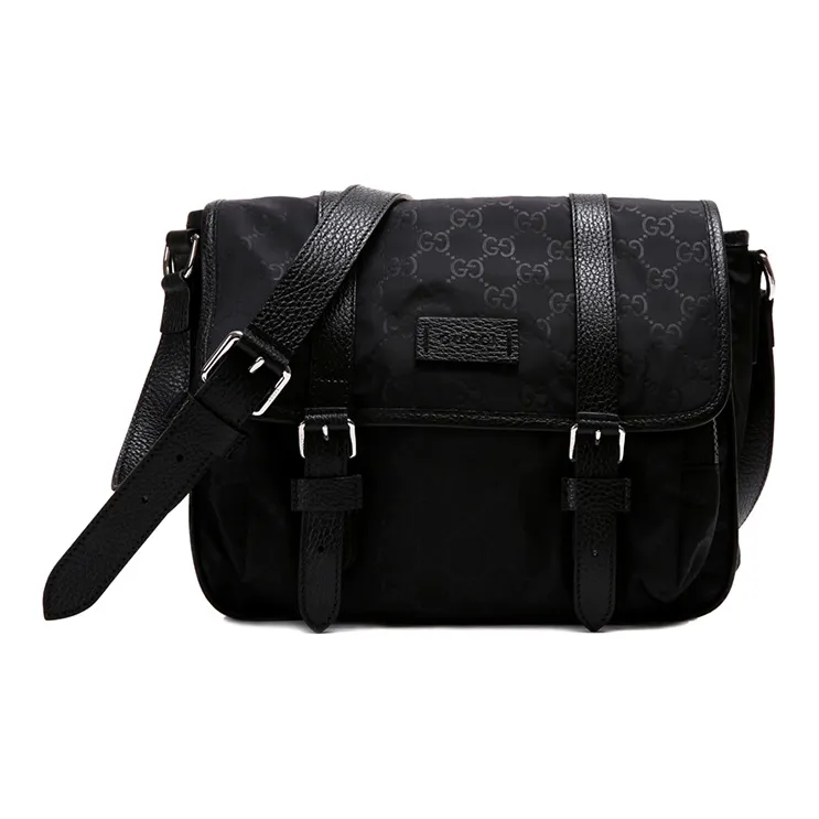 GUCCI GG GUCCIssima Logo Messenger Bag Monogram Black-0