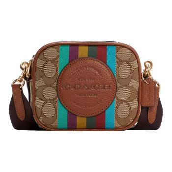 COACH Dempsey Leather Camera Bag Shoulder Bag Crossbody Bag Mini Women's Caramel Brown
