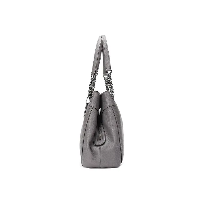 COACH Turnlock Leather Chain Bag, Shoulder Bag, Crossbody Bag Women's Gray-2