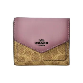COACH Canvas Handheld Envelope Wallet Trumpets Women's Purple & Brown Monogram