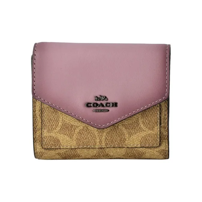 COACH Canvas Handheld Envelope Wallet Trumpets Women's Purple & Brown Monogram-0