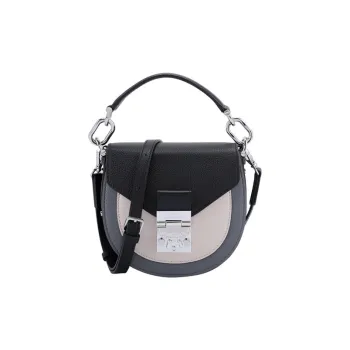 MCM Patricia Visetos Artificial Leather Saddle Bag Handbag, Shoulder Bag, Crossbody Bag Mini Women's Black Gray