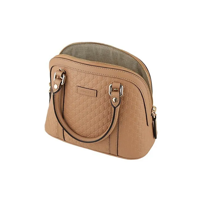GUCCI Cow Leather Dome Bag Shoulder Bag Crossbody Bag Handbag Small Size Women's Nude-3
