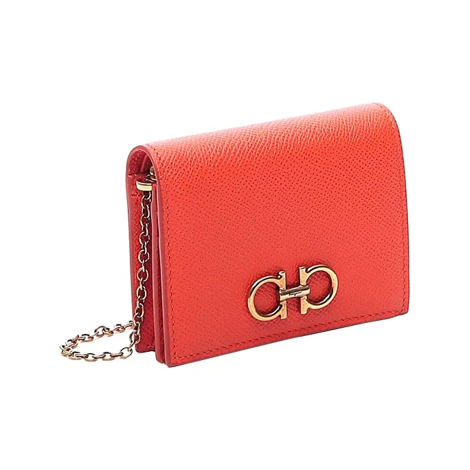 FERRAGAMO Cow Leather Wallet Women's Orange-1