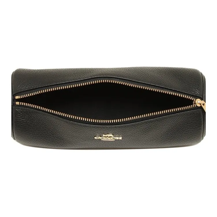 COACH Leather Makeup Bags Clutches Small Size Women's Black-4