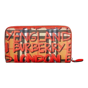 Burberry Calfskin Card Holder Wallet Women's Red