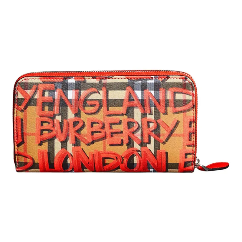 Burberry Calfskin Card Holder Wallet Women's Red-0