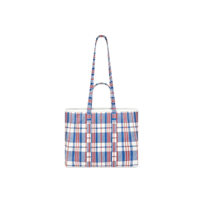 Balenciaga Barbes Lambskin Tote Bag Shopping Bag Handbag Crossbody Bag Medium Size Unisex Blue/Red-3