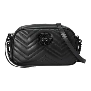 GUCCI GG Marmont Quilting Leather Camera Bags Crossbody Bag Shoulder Bag Women's Black