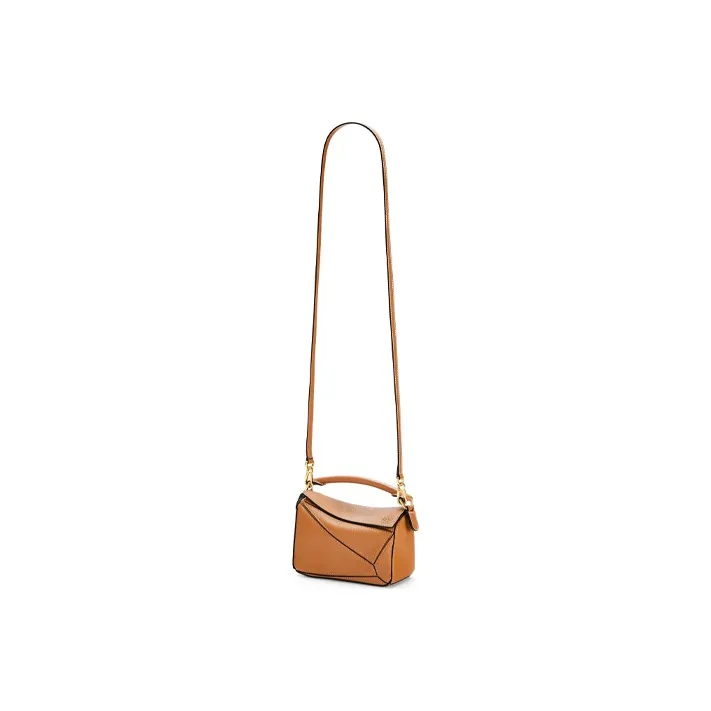 LOEWE Puzzle Grain Calfskin Geometric Puzzle Bag, Crossbody Bag, Shoulder Bag Mini Women's Light Caramel/Light Brown-4