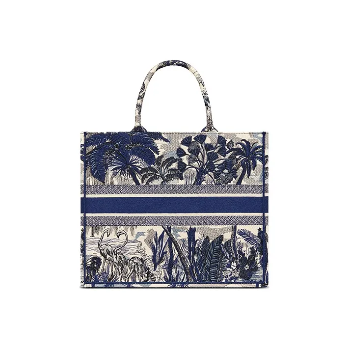 DIOR BookTote Canvas Tote Bag Shopping Bag Handbag Large Size Women's Blue-2