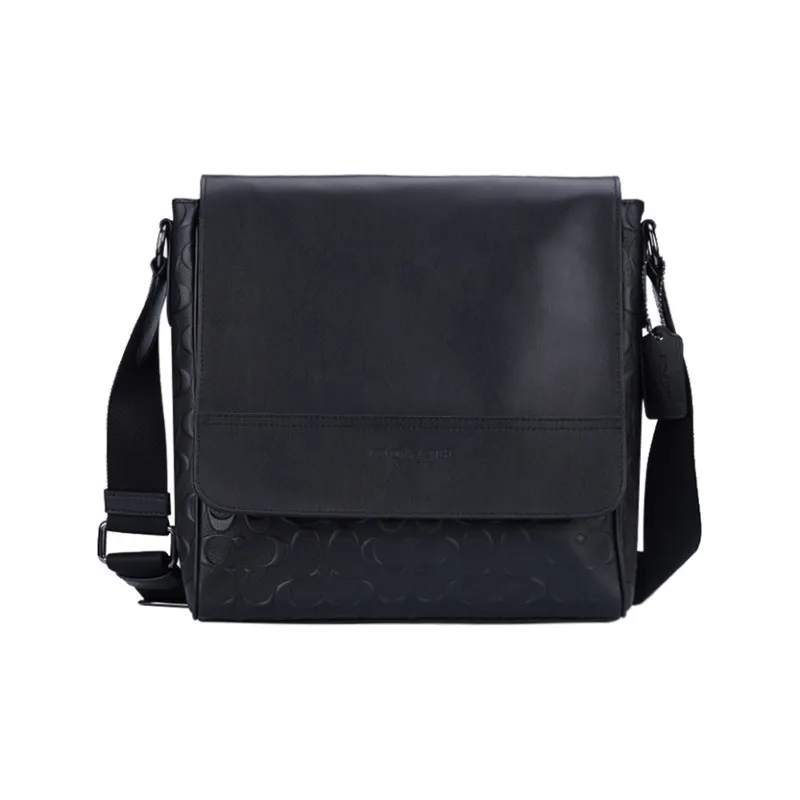 COACH Houston Leather Map Bag Crossbody Bag Shoulder Bag Men's Black-0