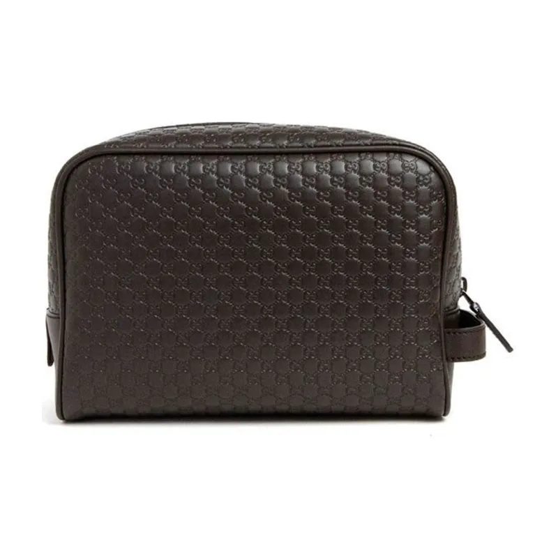 GUCCI Leather Handbag Clutch Men's Brown-2