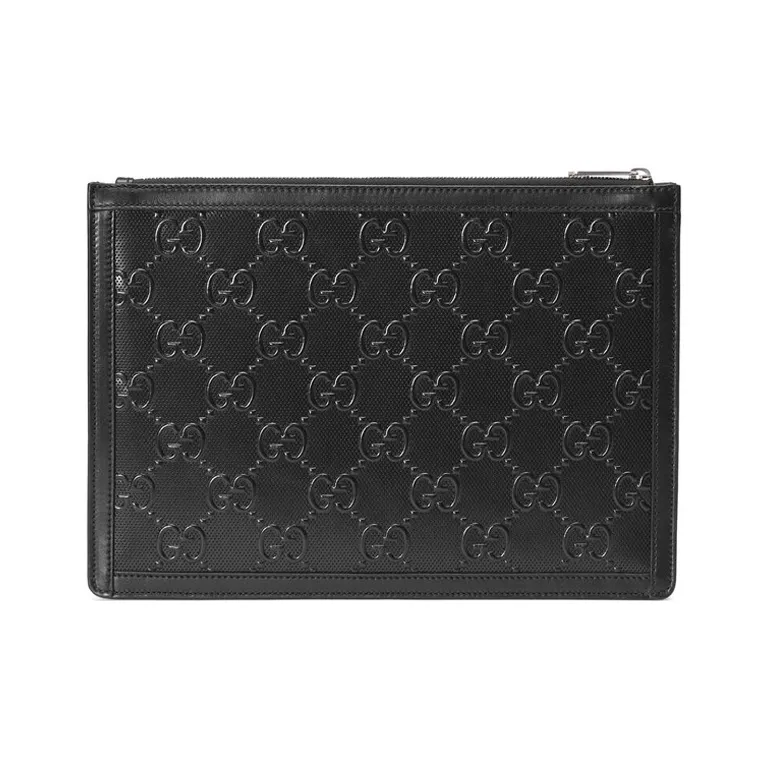 GUCCI Leather Clutch Men's Black-2
