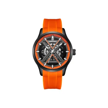 FAIRWHALE Pioneer Collection Mechanical Movement Silicone Strap Watch Men's Watches Cut Out Dial