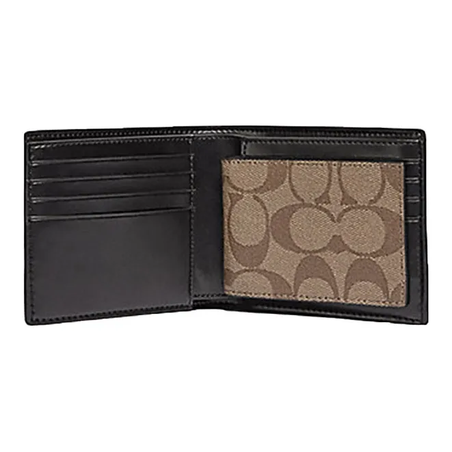 COACH X Star Wars Koko 3 IN 1 Wallet Canvas Half Fold Cropped Wallet Men's Brown-1