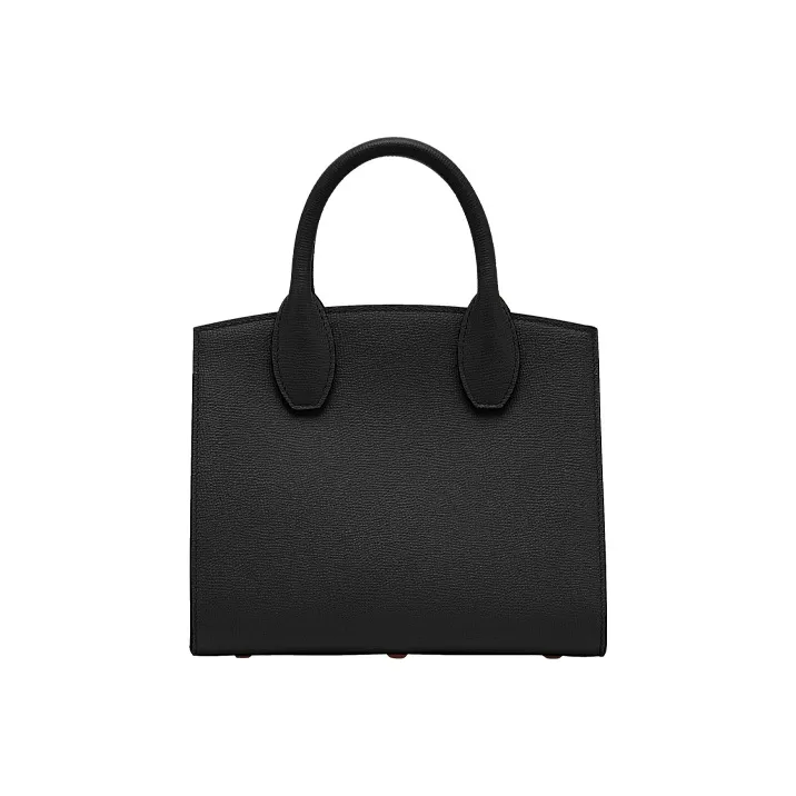 FERRAGAMO Studio Stamped Calfskin Handbag Women's Black-2