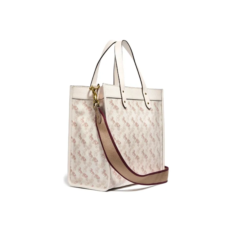 COACH Field Canvas With Leather Tote Bag Shopping Bag Portable Crossbody Bag Shoulder Bag Large Size Women's White-3