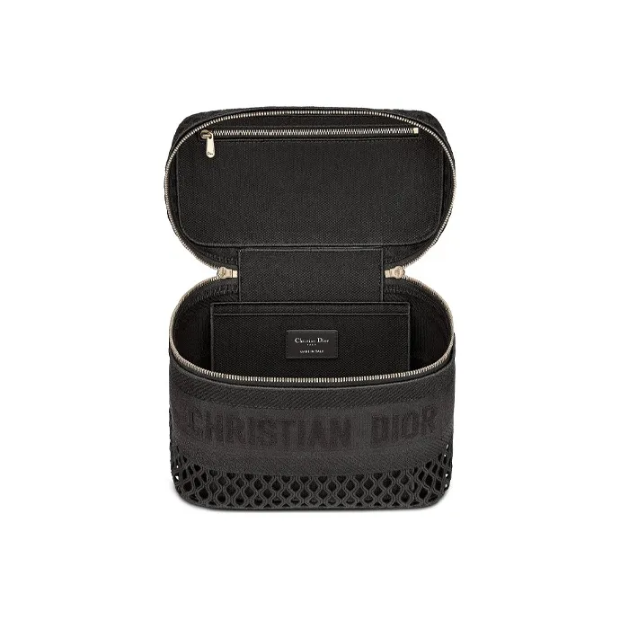 DIOR DiorTravel Fabric Embroidered Logo Toiletry Bag Travel Storage Bag Handbag Makeup Bag Women's Black-3