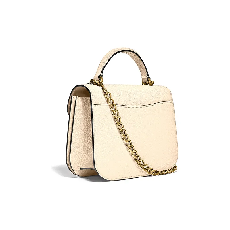 COACH Alie Leather Chain Bag, Handbag, Shoulder Bag, Crossbody Bag Small Size Women's Ivory White-1