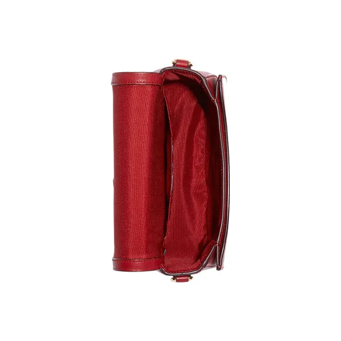 COACH Saddle Coated Canvas With Smooth Leather Saddle Bag Shoulder Bag Crossbody Bag Small Size Women's Red-4