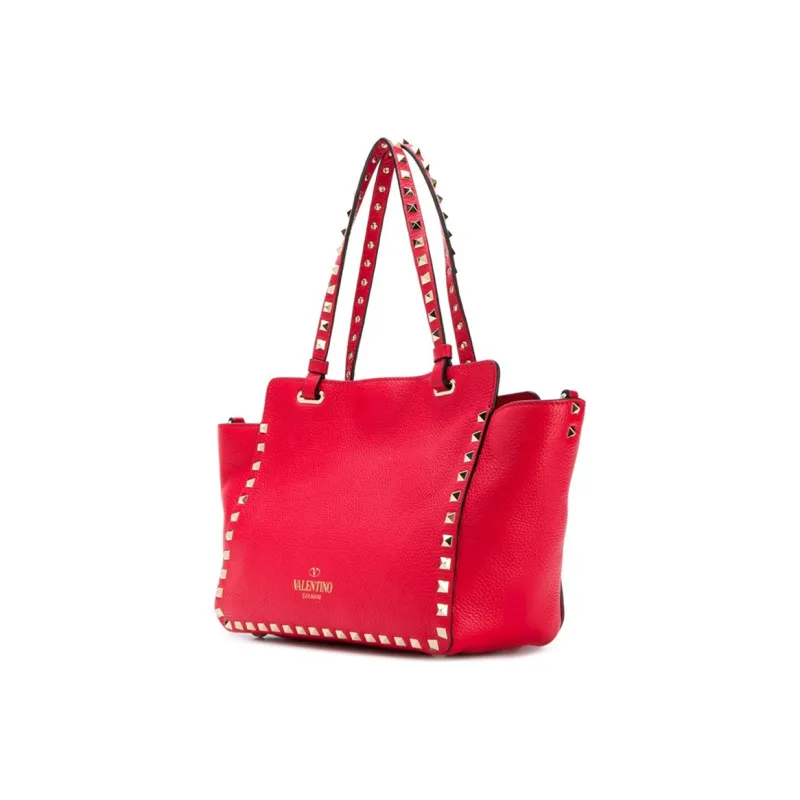 Valentino Cow Leather Tote Bag Shopping Bag Shoulder Bag Crossbody Bag Handbag Women's Red-1