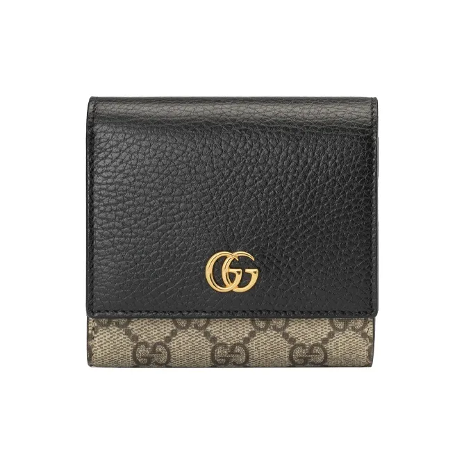 GUCCI Marmont Canvas With Leather Wallet Women's Ebony/Black-0